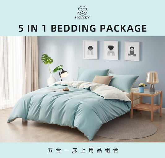 5 IN 1 BEDDING PACKAGE- Powder Blue